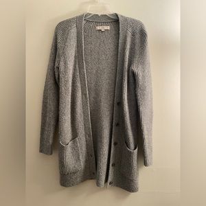Loft Women’s Wool Cardigan Sweater Buttons Gray Long Warm Winter Dress